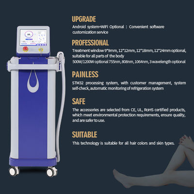 Ce Diode Laser Hair Removal Machine Triple Wave Ice Titanium Platinum 755 1064 808nm